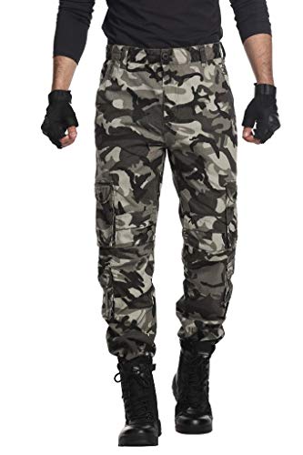 TRGPSG Men's Wild Cargo Pants, Camo Pants Cotton Casual Work Hiking Pants K-18 Light Army Camo 40