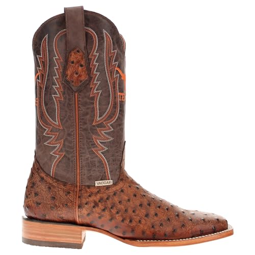 Image of Vaccari Men's Cooper Genuine Exotic Print Leather & NCAA League Embroidery Broad Square Toe Cowboy Boots