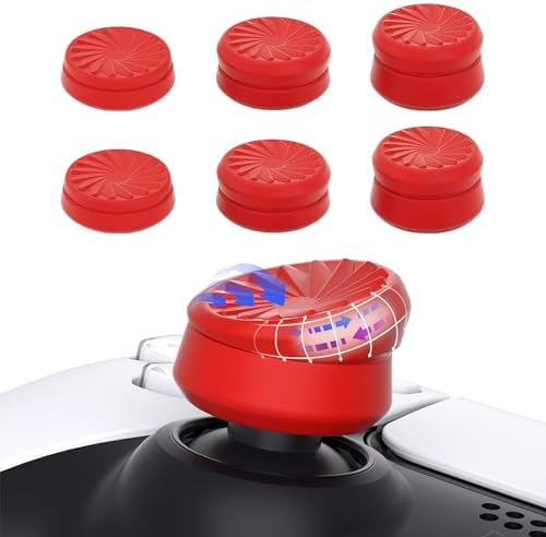 PlayVital Thumbs Cushion Caps Nakładki na Kciuki do ps5, dla ps4, Nakładkami Joysticka do Xbox Series X/S, do Xbox One, Elite Series 2, do Switch Pro Kontroler - Kosmiczna Czerwień & Czerń