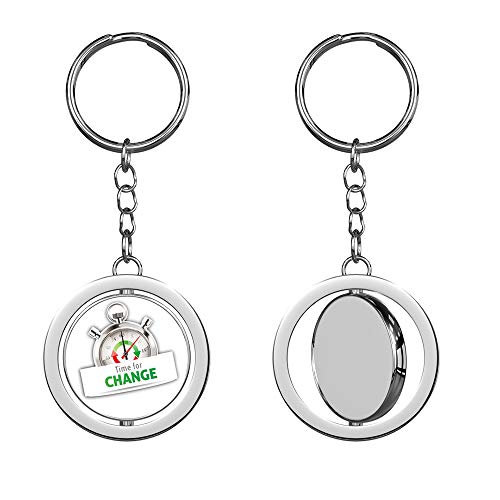 Glover Trading Stopwatch Time For Change Round Spinning Stainless Steel Metal Key Chain Keychain Ring Double Sided Deisgn