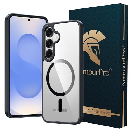 Image of ArmourPro MagSafe Compatible Case for Samsung Galaxy A36, Magnetic Wireless Charging Back Cover with Clear Back, Flexible TPU Bumper, Camera Protection | Black