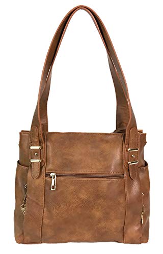 Multi Pockets Double Handles Faux Leather Concealed Carry Purse with Hidden Locking Zipper2