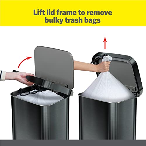 Glad Stainless Steel Step Trash Can With Clorox Odor Protection | Large Metal Kitchen Garbage Bin With Soft Close Lid, Foot Pedal And Waste Bag Roll Holder, 20 Gallon, All Pewter #TOP2