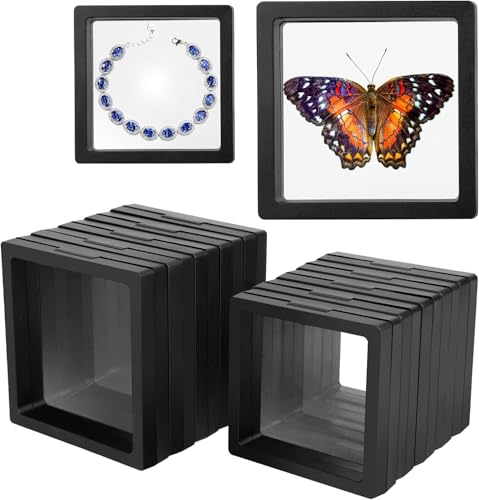 Image of Floating Display Frame, Coin Display Case, Dustproof PE Film Transparent Jewelry Storage Box for Ring Necklace Bracelet, Floating Display Case for Coin, Jewelry(Medium 20 pc, Multi Color)