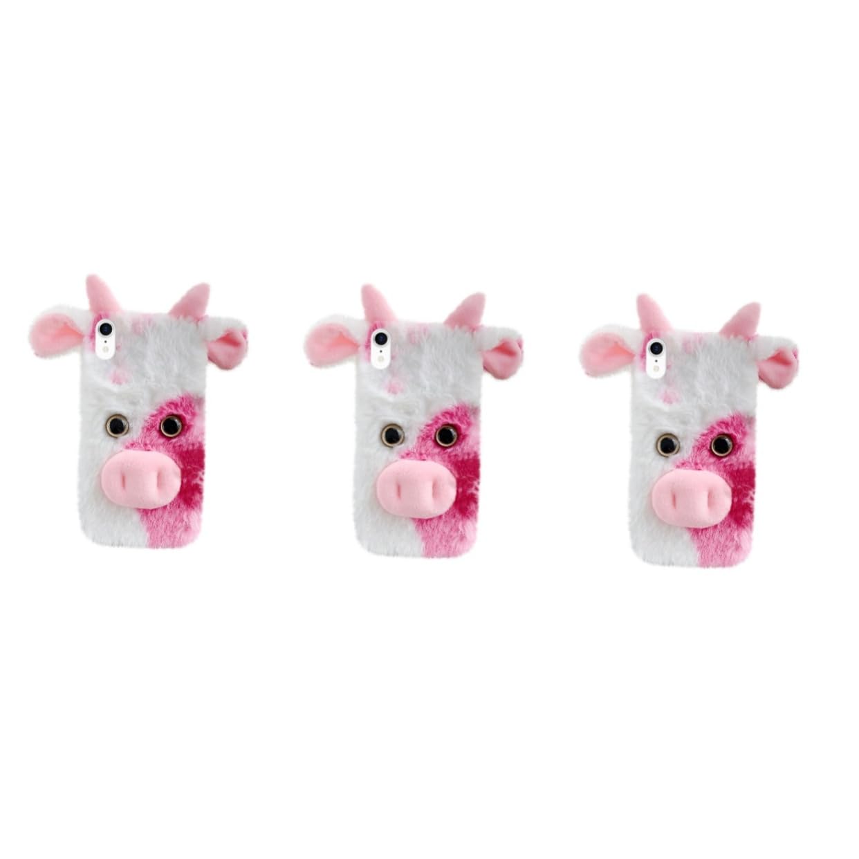 DOITOOL 3piezas Funda De Teléfono De Vaca Suave y Peluda Compatible con Diseño De Dibujos Animados Protección Duradera y Acceso Fácil Puertos
