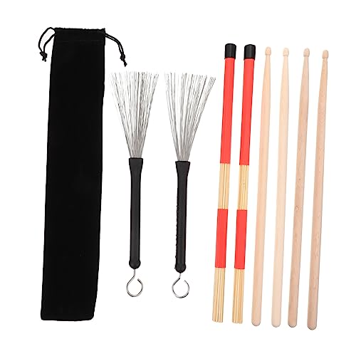 Set de baquetas Vaguelly con cepillo de alambre y bolsa de almacenamiento, para principiantes y profesionales, accesorios portátiles para batería