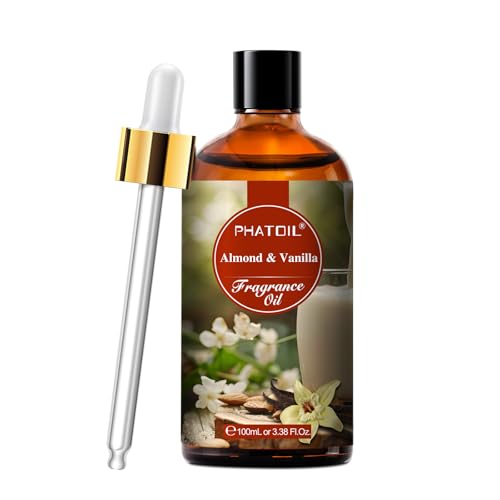 PHATOIL Almond & Vanilla Fragrance Oils for Aromatherapy, Essential Oils for Diffusers for Home, Perfect for Candle Making, Soap Making and DIY Scented Products - 100ml PHATOIL Almond & Vanilla Fragrance Oils for Aromatherapy, Essential Oils for Diffusers for Home, Perfect for Candle Making, Soap Making and DIY Scented Products - 100ml