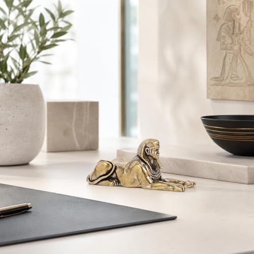 Estatua Esfinge de Latón Antigua para Decoración miniatura 3
