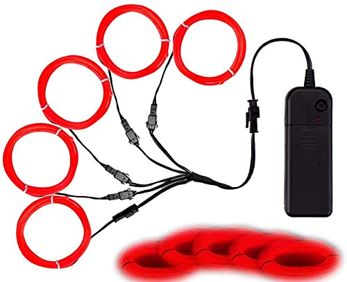 Image of MaxLax EL Wire Red, Neon Wire Light 5 in 2 Meter, Electroluminescent Wire for Halloween Decoration, Christmas Party, DIY Decoration