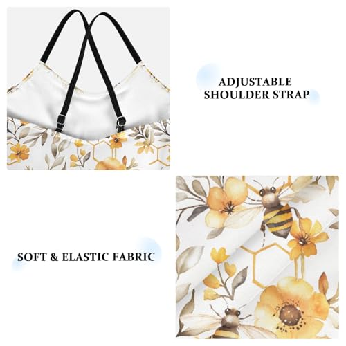 senya Girls Swimsuits One-Piece Swimwear Tie Bathing Suit Beach Summer Round Neck 4T Bee Flower Pattern3