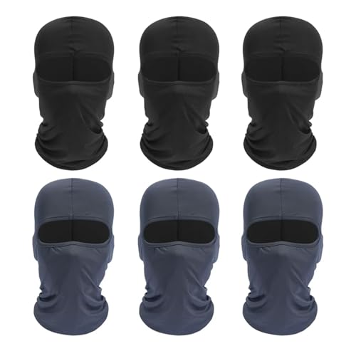 WAWPU Pasamontañas Deportivo Transpirable de Secado rápido, Resistente al Viento, máscara Facial Completa for Montar a Caballo, Correr, Esquiar, Senderismo, Exteriores, for Hombre(3 Black 3 Gray)