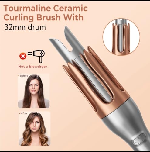 Image of Automatic Hair Curler for Women | One Touch Curling Iron with Ceramic Barrel | Adjustable Temperature 160-215C | Anti-Scald & 360 Swivel Cord | Easy Salon Style Curls for All Hair Types