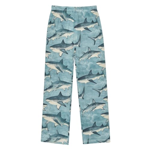 Boys' Pants Blue Sharks Brush Ocean Long Bottoms Jogger Pants Elastic Waist Trousers with Pockets S-XL