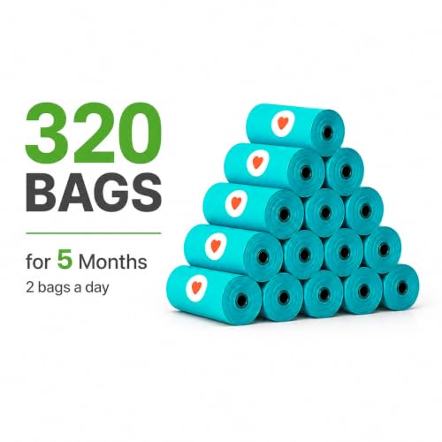 Image of Dog Poop Bags, Thick Leak-Proof Unscented, 16 Rolls, 320 Bags