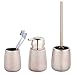 Wenko Set Accessoires Salle de Bain, gobelet Brosse à dent, Distributeur Savon Liquide, Brosse WC, Céramique, Glimma, Rose Effet Paillette