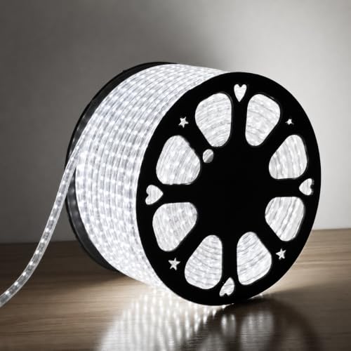 Image of MoonlitDreams 20M LED Rope Light | 120 LEDs /M Waterproof Strip Light | White Flexible Cove Light for False Ceiling, Balcony, Bedroom, Garden & Indoor Outdoor Decoration | Plug & Play Decorative Light
