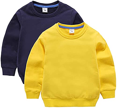 Image of HAXICO Unisex Kids Solid Cotton Thin Pullover Sweatshirt T-Shirt Toddler Baby Crewneck Long Sleeve Tshirts Tops Blouse