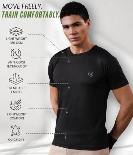 Image of CHKOKKO Gym T Shirts for Men Workout Activewear Solid Quick Dry Sports Tshirt for man Breathable Lightweight Half Sleeve Regular Fit Round Neck Running Boys T Shirt