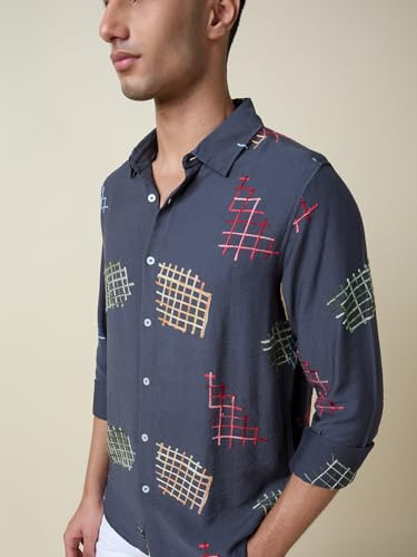 Image of Thomas Scott Men Premium Embroidered Slim Fit Casual Shirt