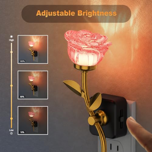 Image of JandCase Night Light, Night Lights Plug into Wall, Rose Crystal Nightlight