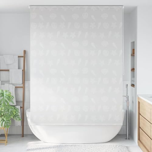 Gecheer Shower Roller Blind with Sea Star Design - EVA Material, 140 x 240 cm, Water Resistant, Quick Dry, Easy to Install Model142862