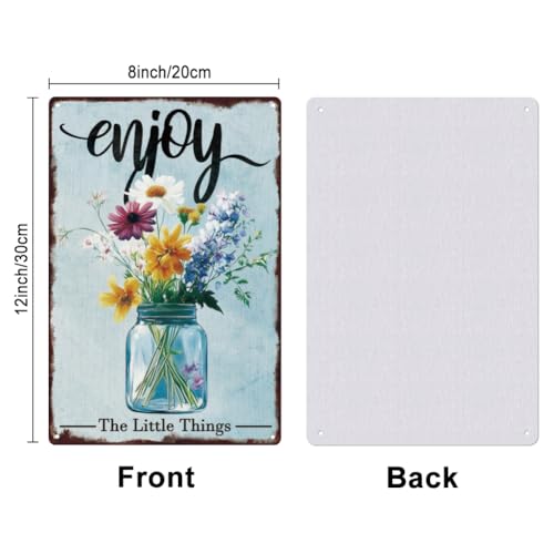SUPERDANT Glass Bottle Flowers Metal Signs Bouquet Metal Tin Signs Enjoy The Little Things Metal Sign for Home Man Cave Garden Living Room Girl's Room Office Outside Wall Decoration - Image 2