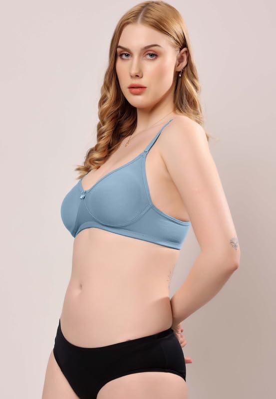 Image of London Hills Regular Bra for Women Everyday Non Padded Wire Free Mid Coverage Cotton Blend