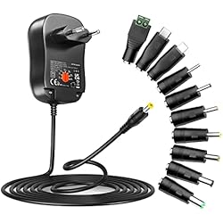 Batería Para Taladro Inalámbrico 18V Zolt 41W Adaptador de Corriente Universal 6V 9V 12V 15V 18V 20V 24V 1A 1.5A 2A Fuente de Alimentación AC DC con Puerto USB 5V 1A y 10 Enchufes DC para Electrónica