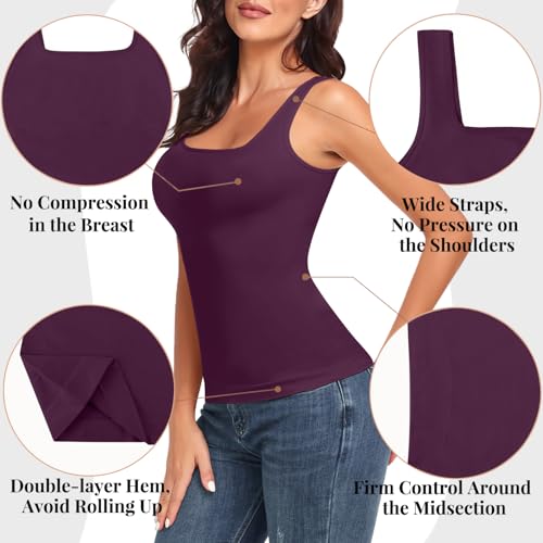 Image of EUYZOU Women's Tummy Control Shapewear Tank Tops Seamless Square Neck Compression Tops Slimming Body Shaper Camisole