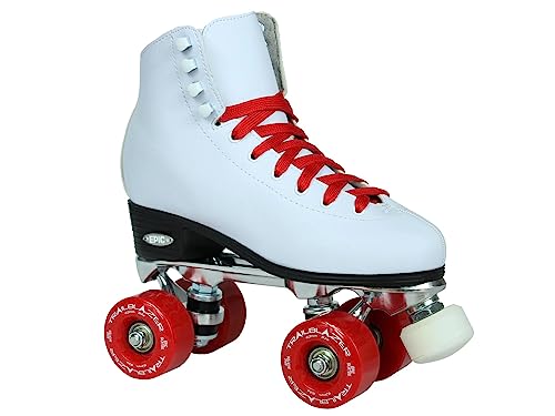Epic Skates Epic White and Red Classic High-Top Quad Roller Skate Bundle with Bag, Laces, and Pompoms 5