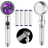 NAUXIU Douchette, Pommeau Douche anti calcaire economie deau, Pommeau Douche Helice Haute Pression Pivotant à 360 °, Filtre à Trois Niveaux Système Filtrage avec,6 Coton PP Remplaçable (Violet)