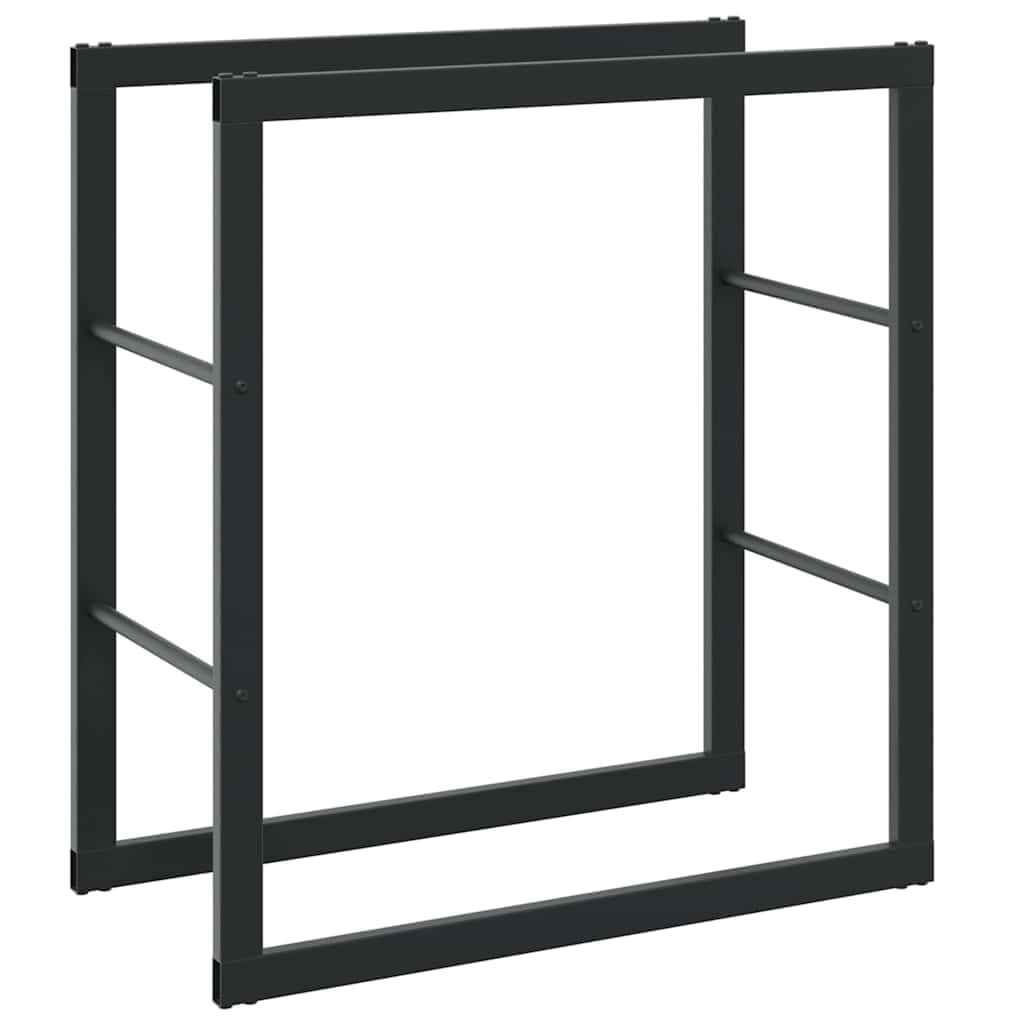 Brokky 4018464 Rastrelliera per Legna da Ardere Nera 55x30x61 cm in Acciaio Legnaia da Esterno in Metallo, Ripiano per Legna da Ardere, Portalegna
