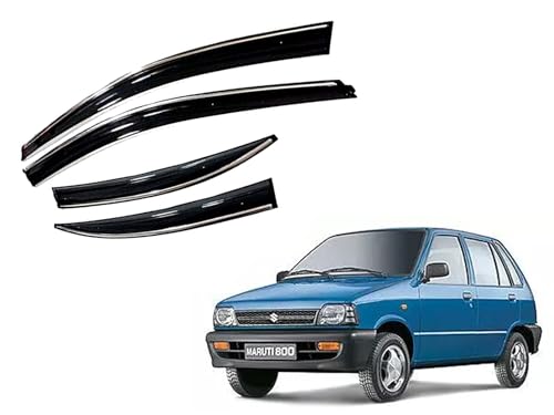 Image of CAR SAAZ Chrome Line Door Visor for CAR 800 (Set of 4Pcs) | Rain Guard | Wind Deflector