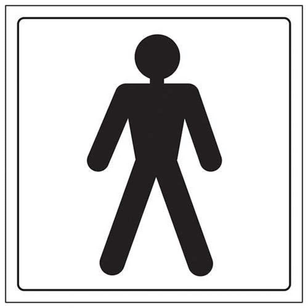 V Safety Gents/Male Toilet Door Sign - 150mm x 150mm - 2mm Rigid Plastic
