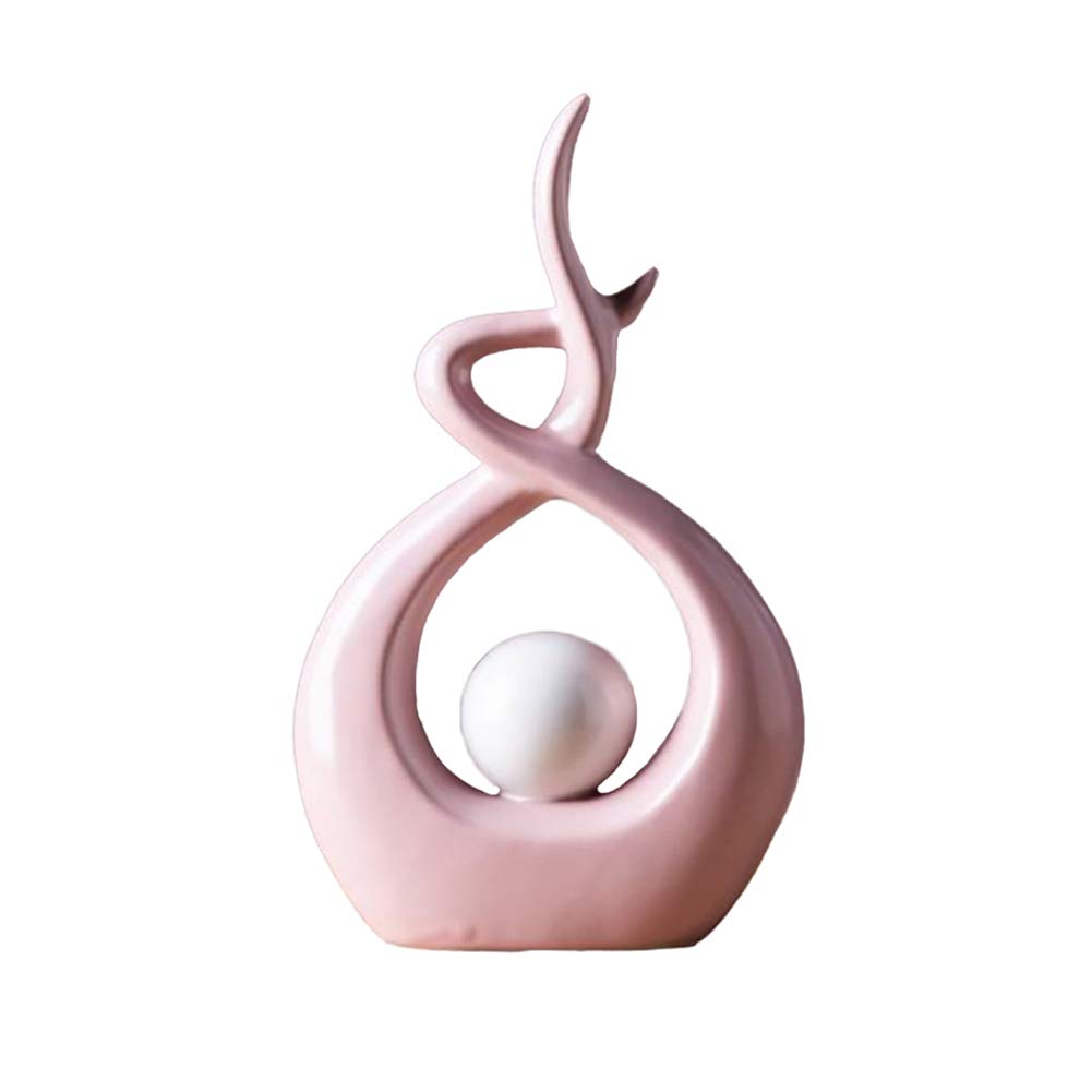 Modern Abstract Ceramic Sculpture, Spiral Statue Home Decoration Furnishing Pottery Decorative Sculpture-Pink 27x17x6cm(11x7x2inch)