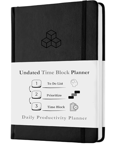 Time Blocking and ADHD Planner by Refine Days. 180 Undated Pages To Do List Hourly Schedule Daily and Monthly Agenda. Time Management & Productivity Notebook. A5 (Black)