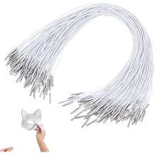 Garneck 100pcs White Elastic Ropes with Metal Hooks Barbed Cords Loop Round String with Metal Barbs Ropes for Party Cosplay Mask DIY Hat