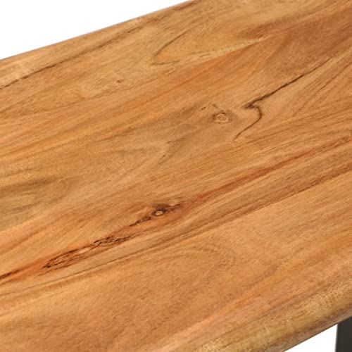 Banc en acacia massif 110 cm et acier aux bords naturels uniques - 6