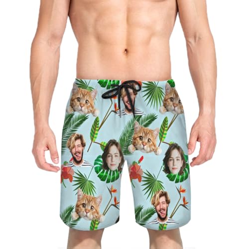 bañador Hombre con Foto Personalizada, Pantalones de Playa graciosas Personalizados, Traje de baño Personalizado de Secado rápido con Forro Malla para la Playa y Fiestas en la Piscina Regalo Navidad