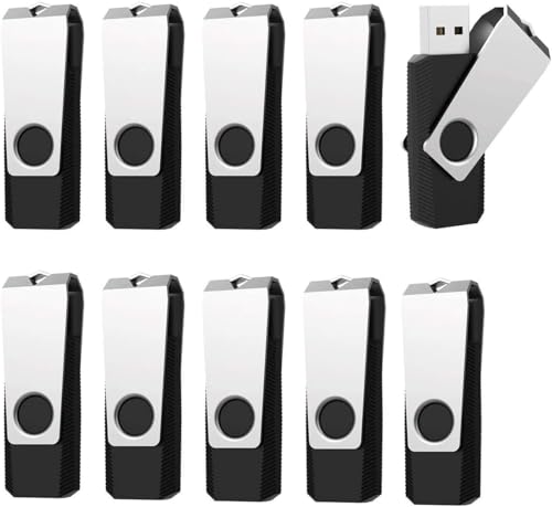 Vansuny Memoria USB de 32 GB 3.0, 10 unidades, 3.0, 32 GB, 32 GB, con tapa de metal giratoria de 360°, para ordenador portátil/PC, color negro