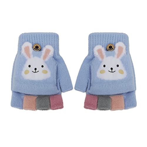 Kid Lovely Winter Warm Glove Boy Girl Knitted Half Finger Mitten Children Thermal Mitten Xmas Gift for 4-12 Years