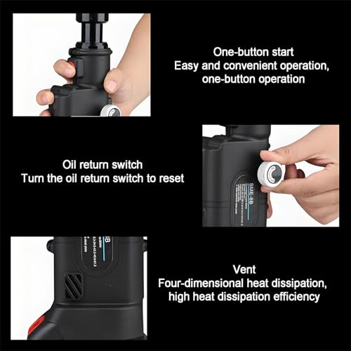 Kit de punzonadora hidráulica con 6 matrices (22-60 mm), batería de 21 V y herramienta de punzonado de metales de 80 KN para láminas de acero inoxidable. Funcionamiento automático, portátil ( Manual)