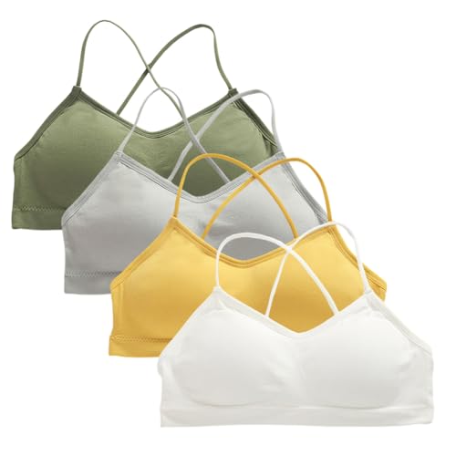 Zcargel Seamless Training Bras 1/4PCS Girls Wirefree Crisscross Back Wrap Around Bra Padded Sports Lightweight Breathable Bra