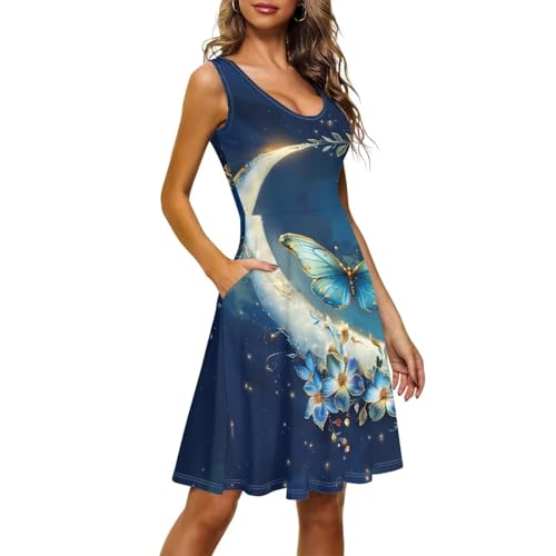 Image of TOADDITDO Womens Summer Sleeveless Tank Dress with 2 Side Pockets XS-4XL Plus Size