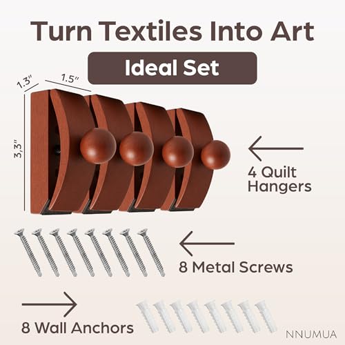 Image of Quilt Hanger for Wall for Display Beech Wood - Adjustable Rug & Tapestry