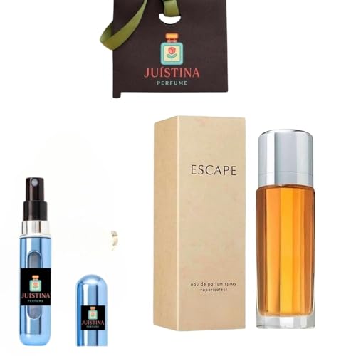 Juistina DESİGNER BRAND COLLECTİONS-Perfumes for Women 2 Pieces Set Bundle With Escape Perfume Eau De Parfum 3.4 Oz - 5ml Refillable Perfume Atomiser