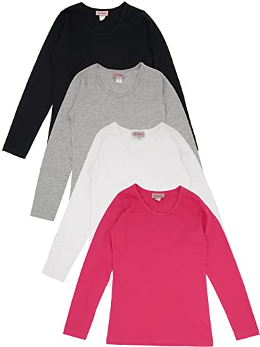 MISS POPULAR 4-Pack Girls Long Sleeve T-Shirt | Sizes 7-16