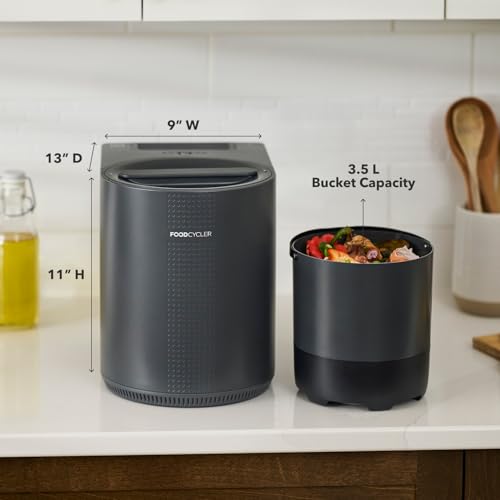 Image of Food Cycler Eco 3 Compact Kitchen Food Recycler | Indoor Composter Bin Alternative | Electric Countertop Food Waste Disposer with Odorless 3.5L Indoor Food Waste Bin for Easy Waste Management | Grey