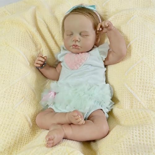 RXDOLL Asleep - Muñecas realistas de silicona de cuerpo completo de vinilo para niña, muñeca recién nacida realista de 20 pulgadas que se ve de la vida real con accesorios de juguete para niños a