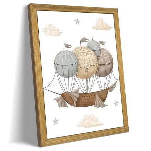 Wood Framed Canvas Wall Art, Baby Boy Nursery Decor, Vintage